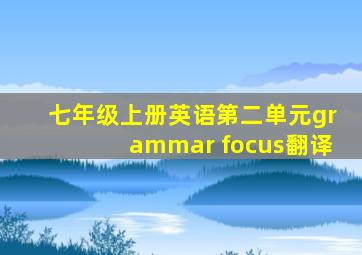 七年级上册英语第二单元grammar focus翻译